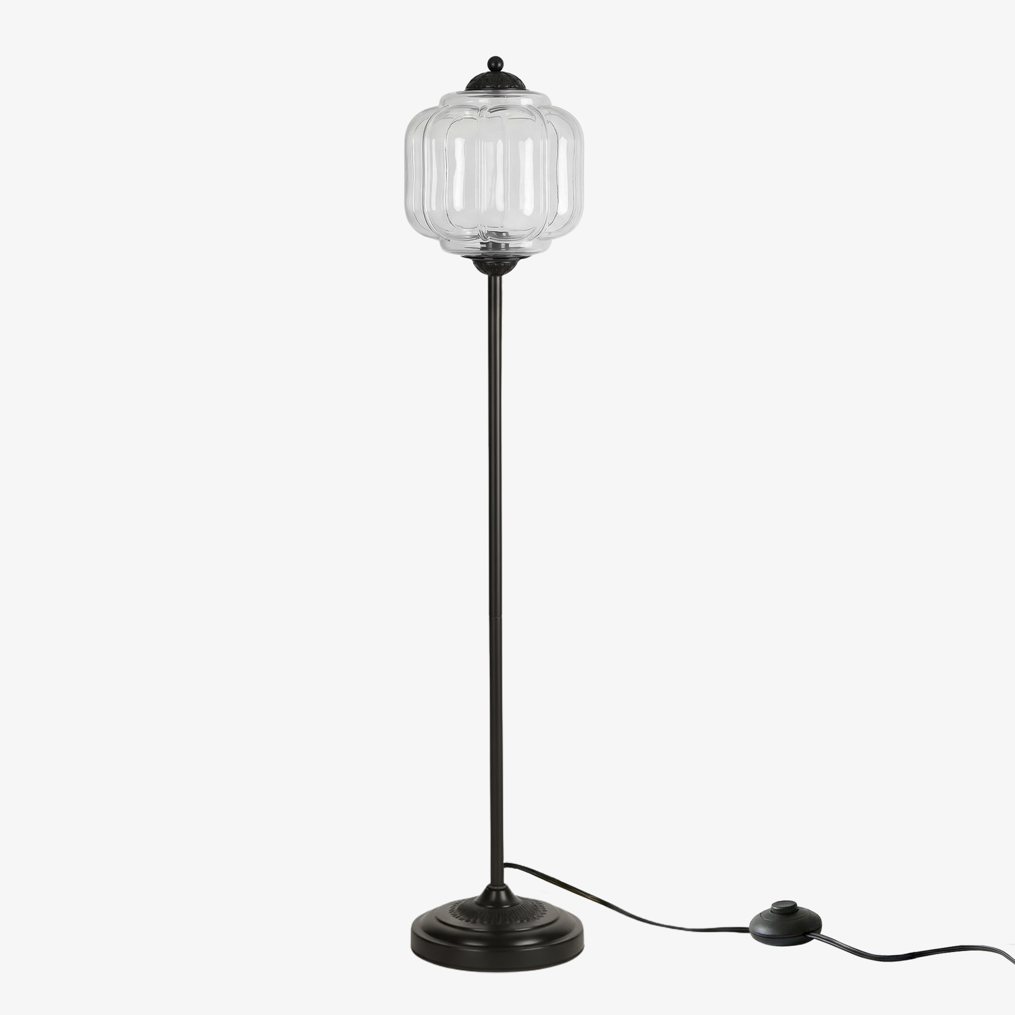 Eloise Pumpkin Glass Floor Lamp - Retro Lighting for Living Room T1169
