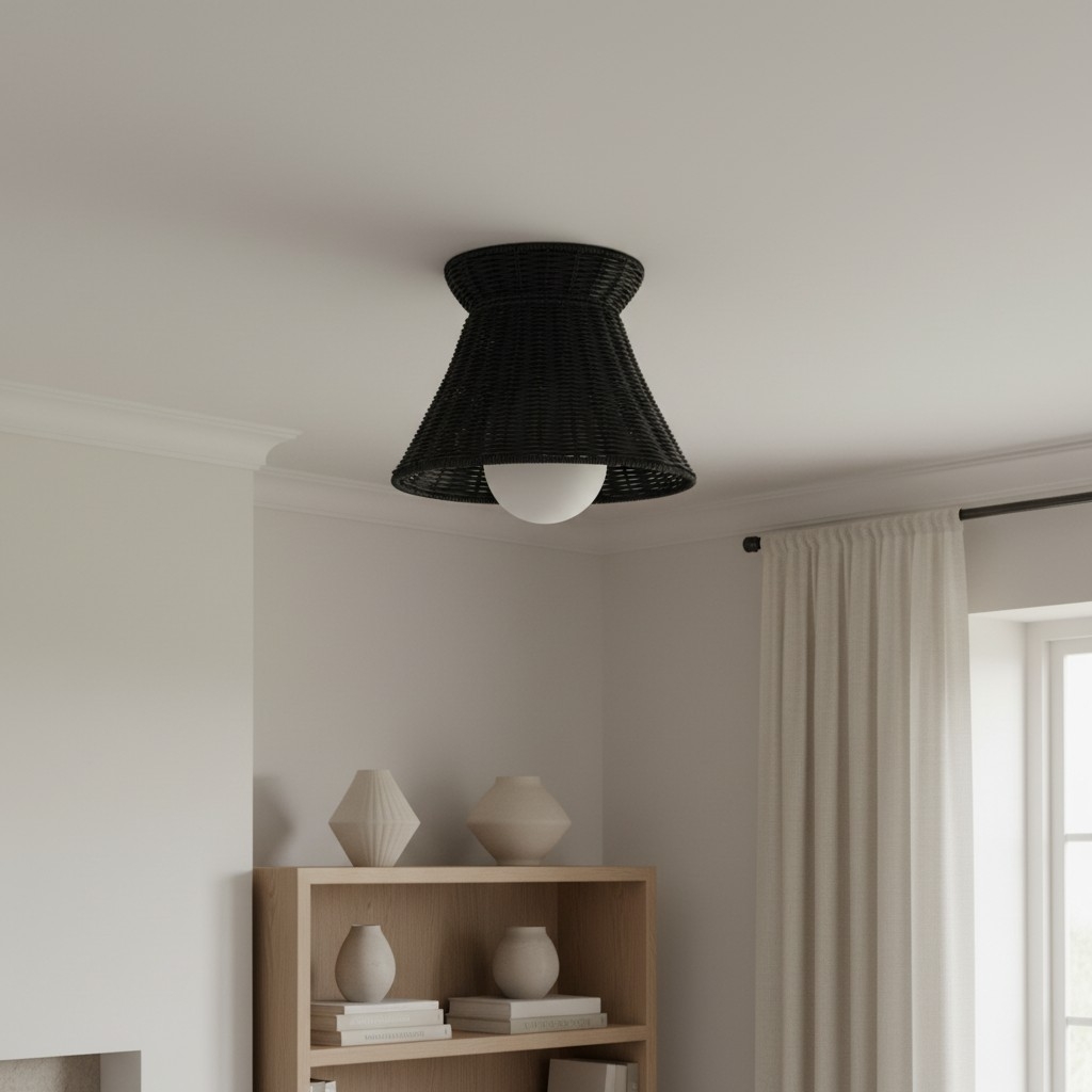 Wickara Woven Organic Silhouette Ceiling Light - Rattan Boho Style for Living Room T686