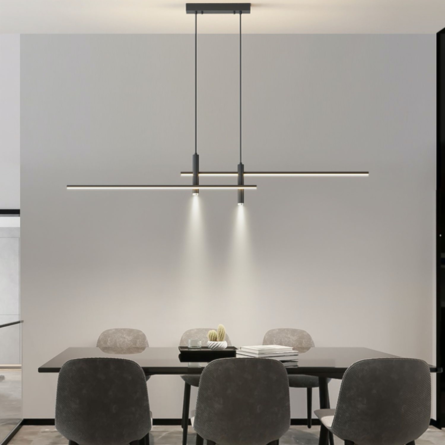 Modern Minimalist Sleek Metal Rod Chandelier M34