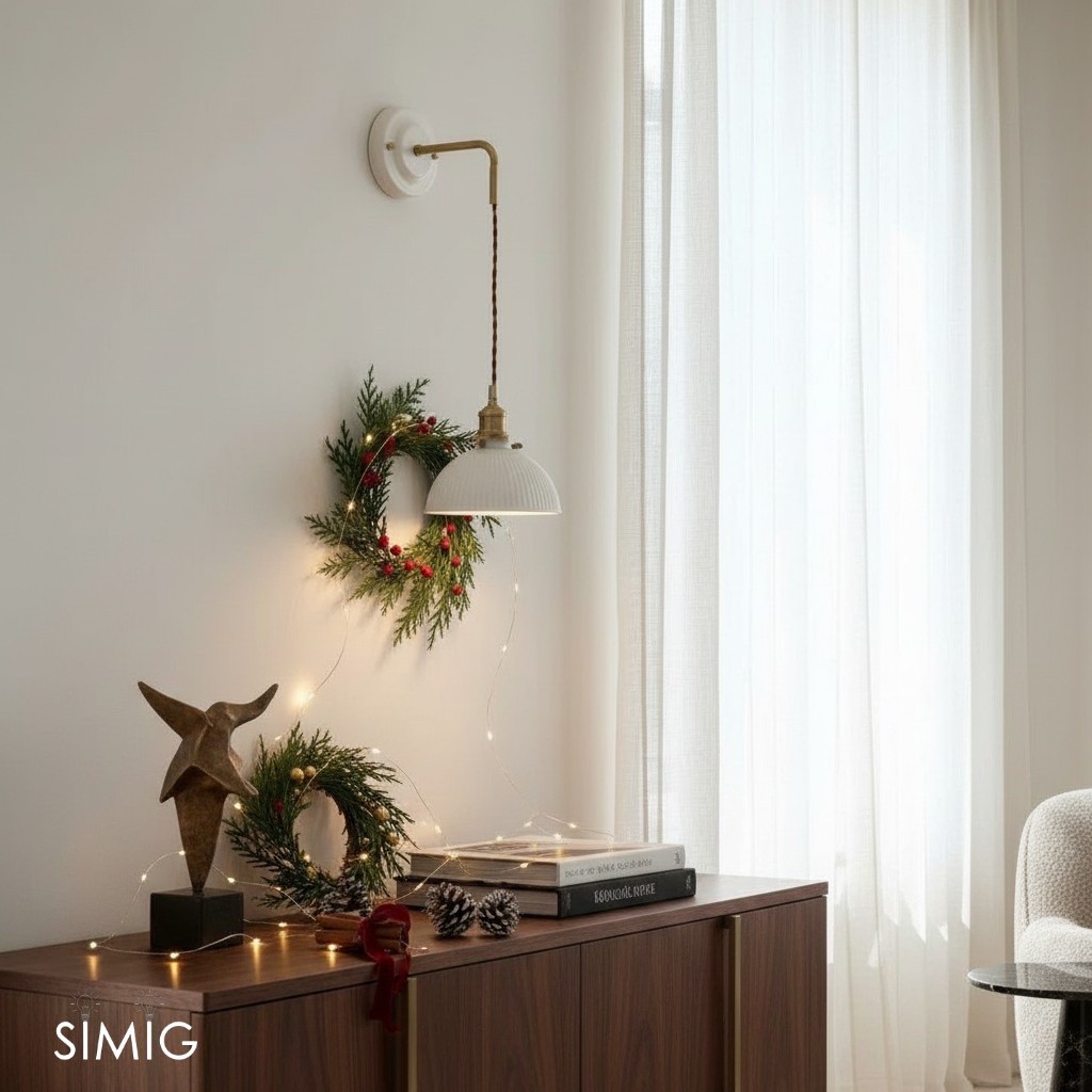 Elegant Ceramic Wall Sconce – Minimalist Modern Lighting for Living Rooms T449