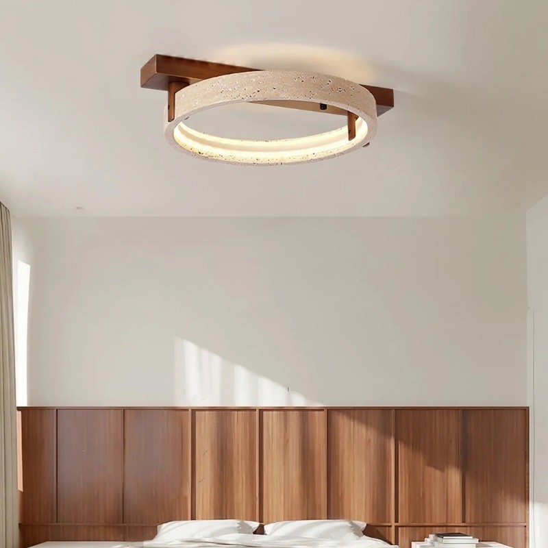 Modern Ring Horizon Travertine Ceiling Lamp for Living Room S300