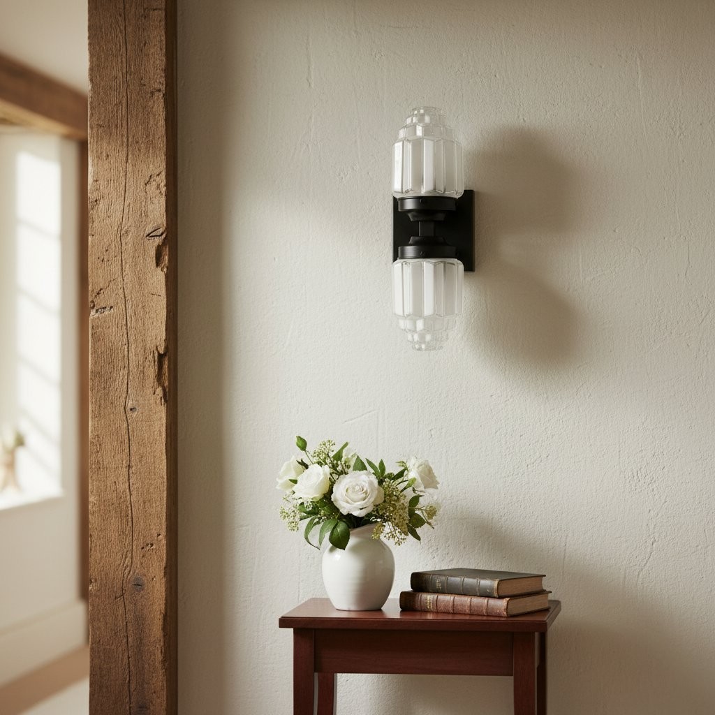 Tierlux Glass Art Deco Wall Sconce - Glass Frosted Globes with Skyscraper Globe T294