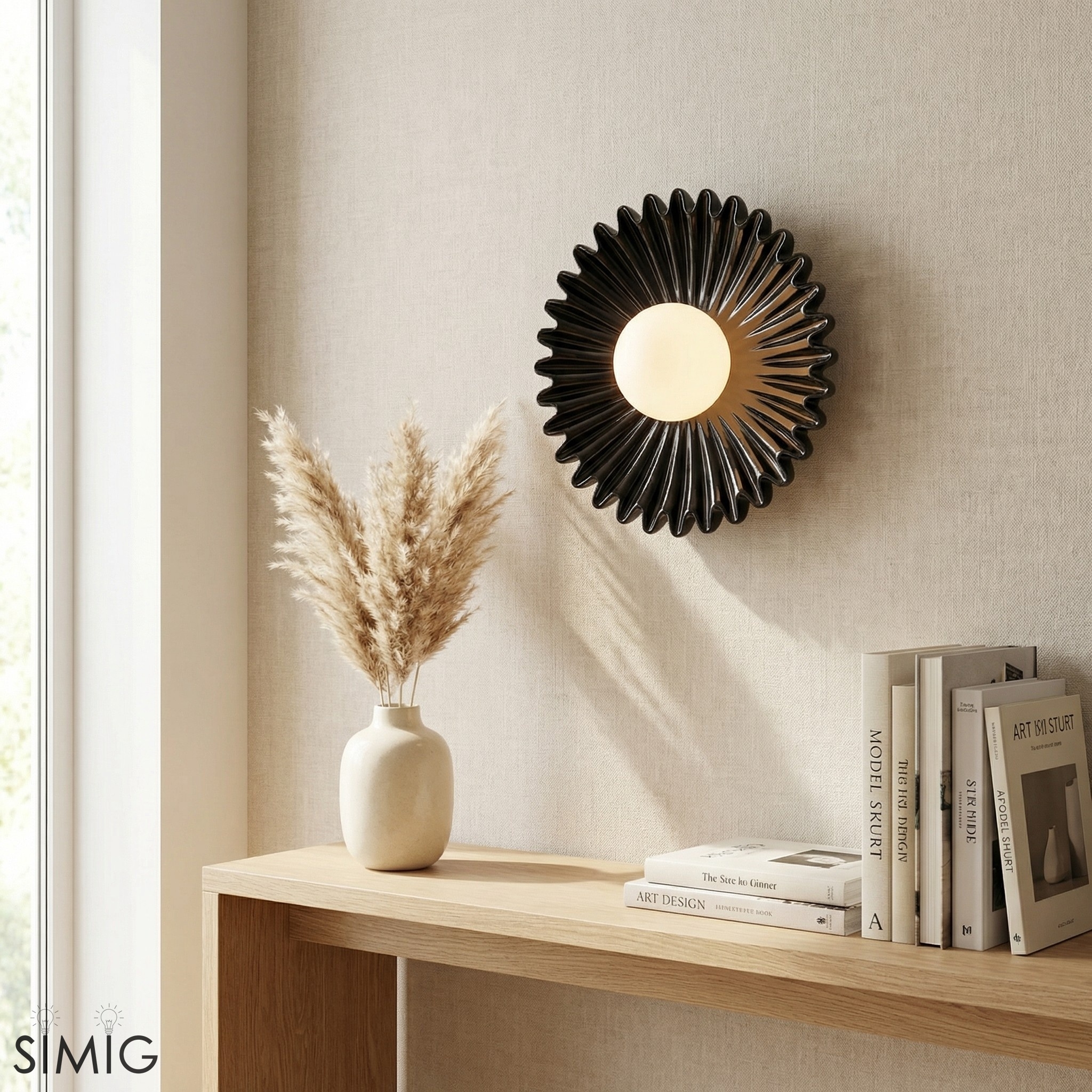 Glova Round Flower  Petal Wall Sconce, Sculptural Accent Light for Bedroom T744