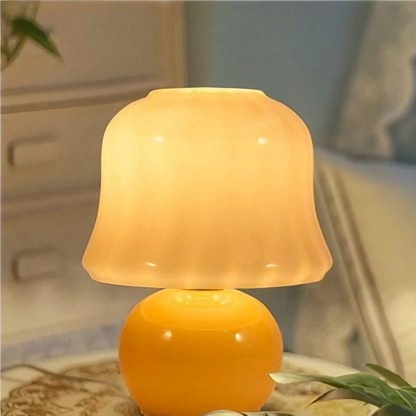 Vintage Cordless Mushroom Table Lamp