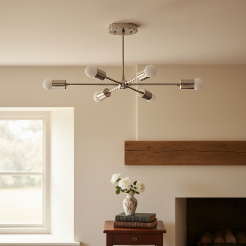 Mobilux Line Mid Century Modern Chandelier - 6 Heads Hanging Ceiling Light T312