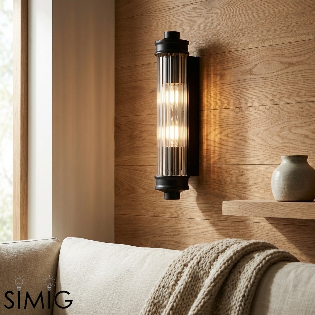 Bravira Ribbed Cylindrical Glass Sconce - Nordic Modern Wall Light U03