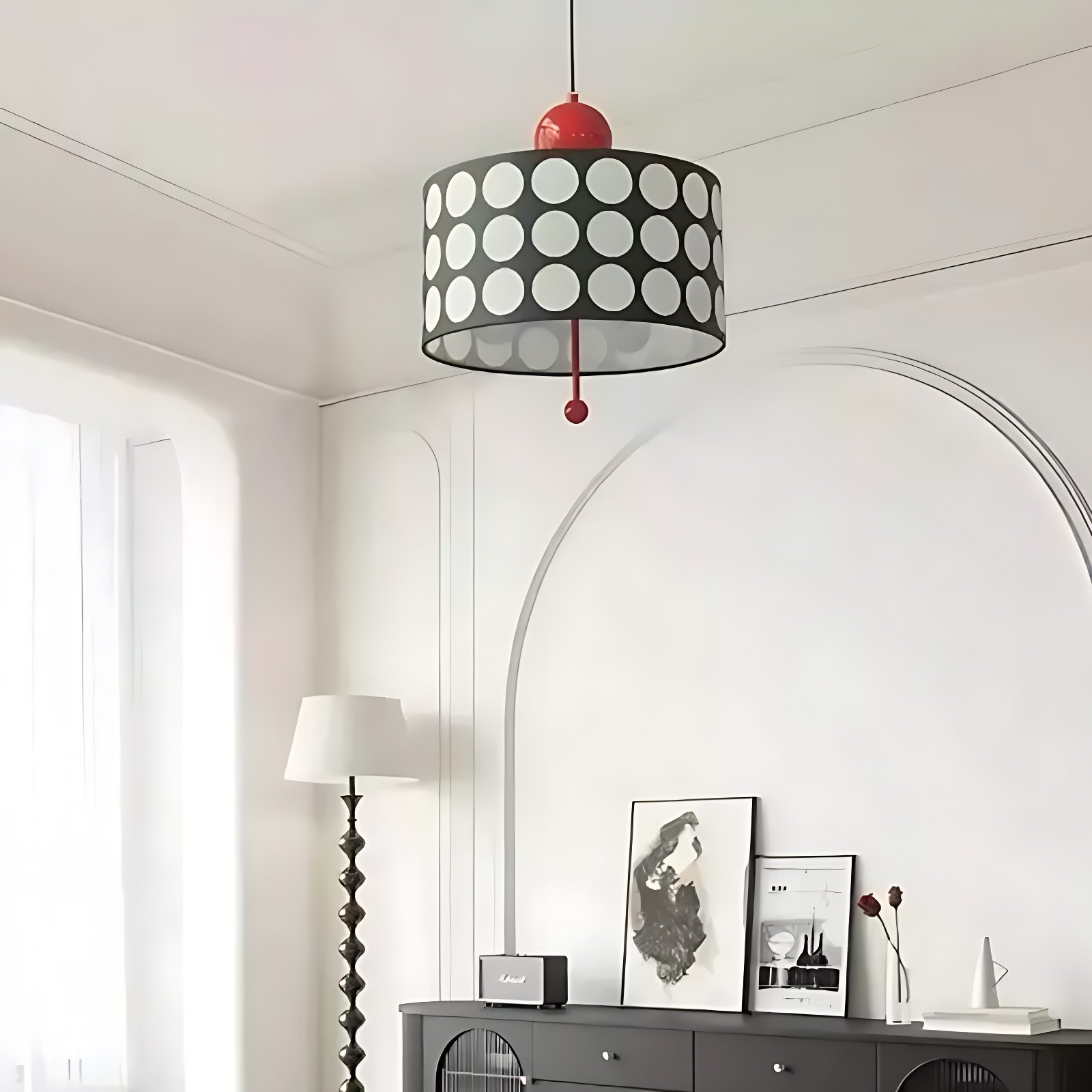 Polka Dot Lattice Pendant Lamp - French Vintage Light for Dining M165