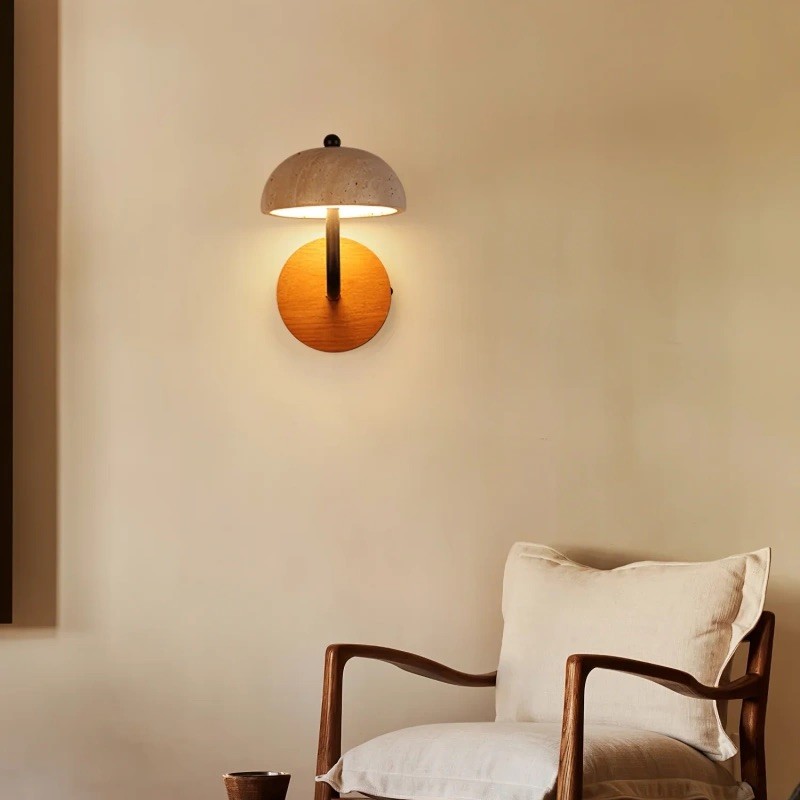 Travertine Umbrella Wall Lamp - Vintage Design with Integrated LED S314