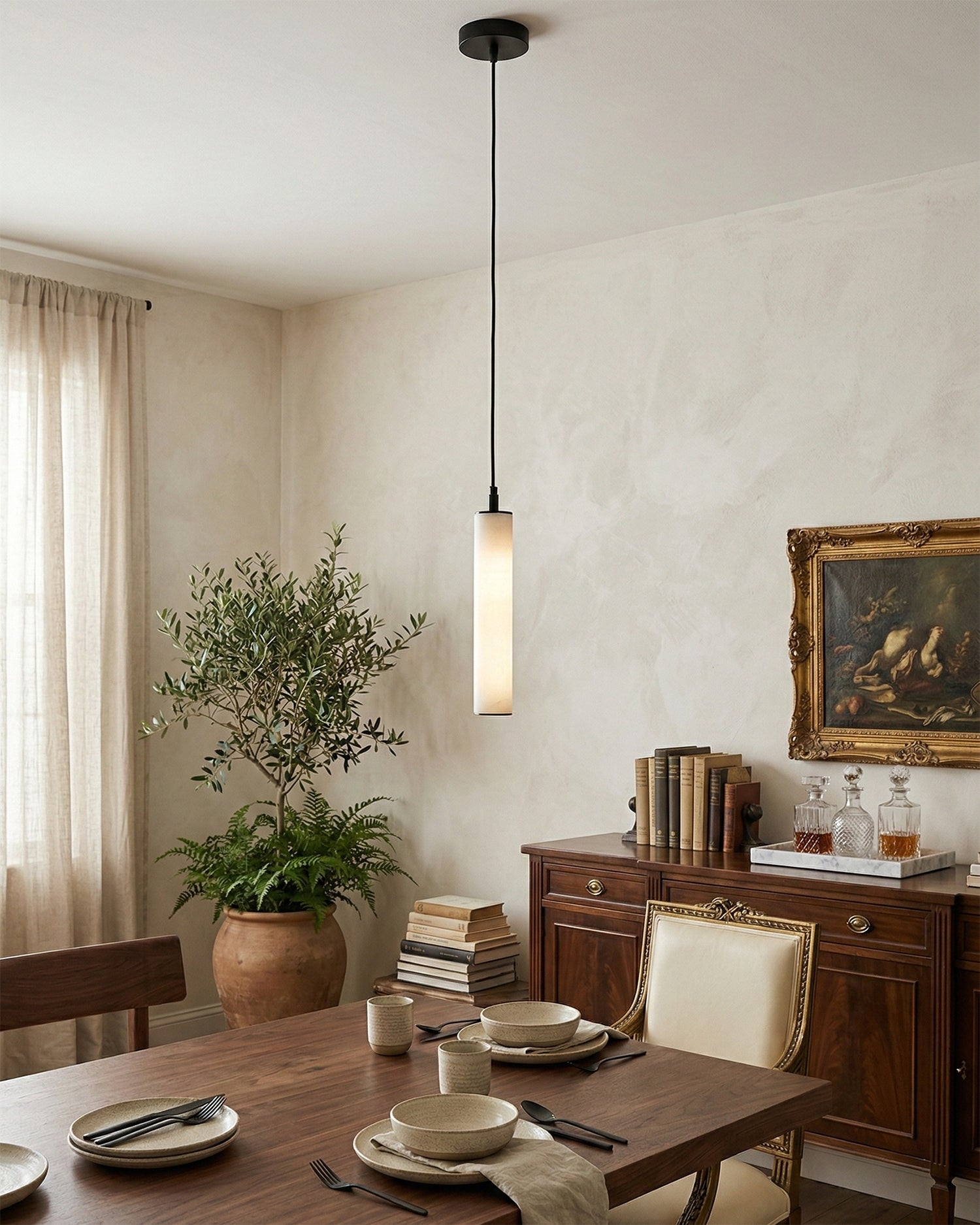 Calder Alabaster Tube Pendant Lamp T1571