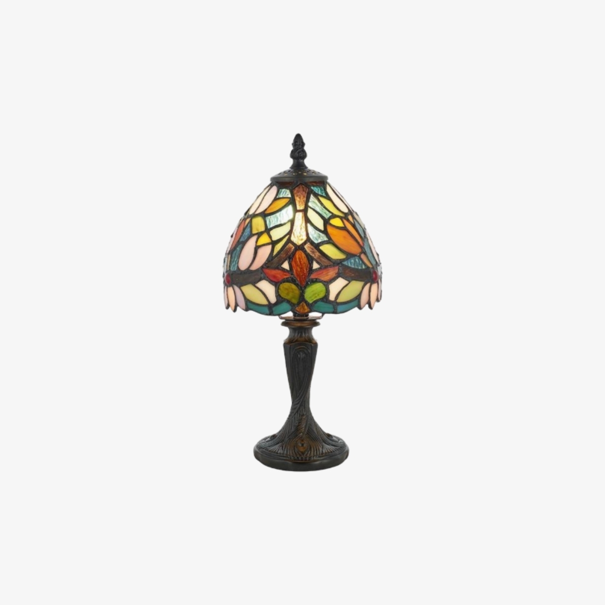 Calyra Vintage Floral Stained Glass Table Lamp - Art Deco Tiffany Style Accent Light for Bedside and Living Room T892