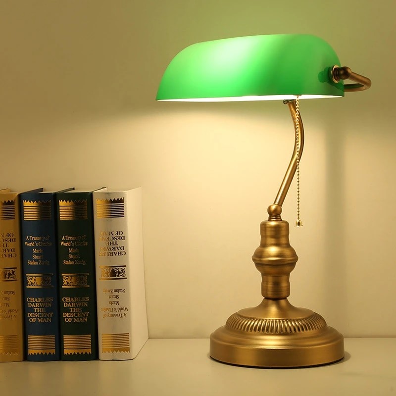 Classic Green Glass Bankers Table Lamp