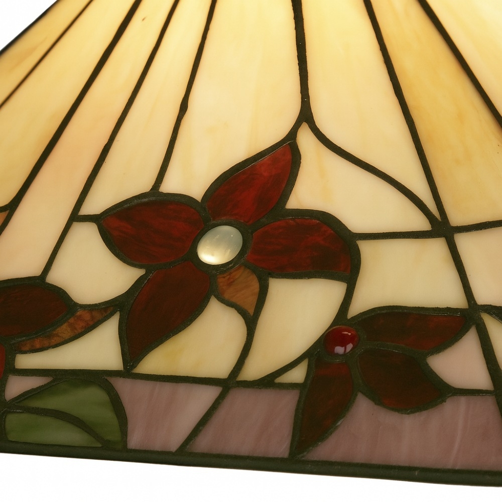 TF Camillo Classic Patterned Pendant Light - Stained Glass Lamp for Bedroom or Hallway T817