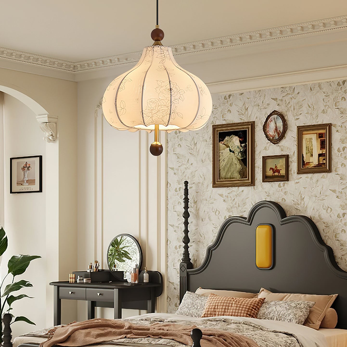 French Retro Fabric Pattern Pendant Lamp M562