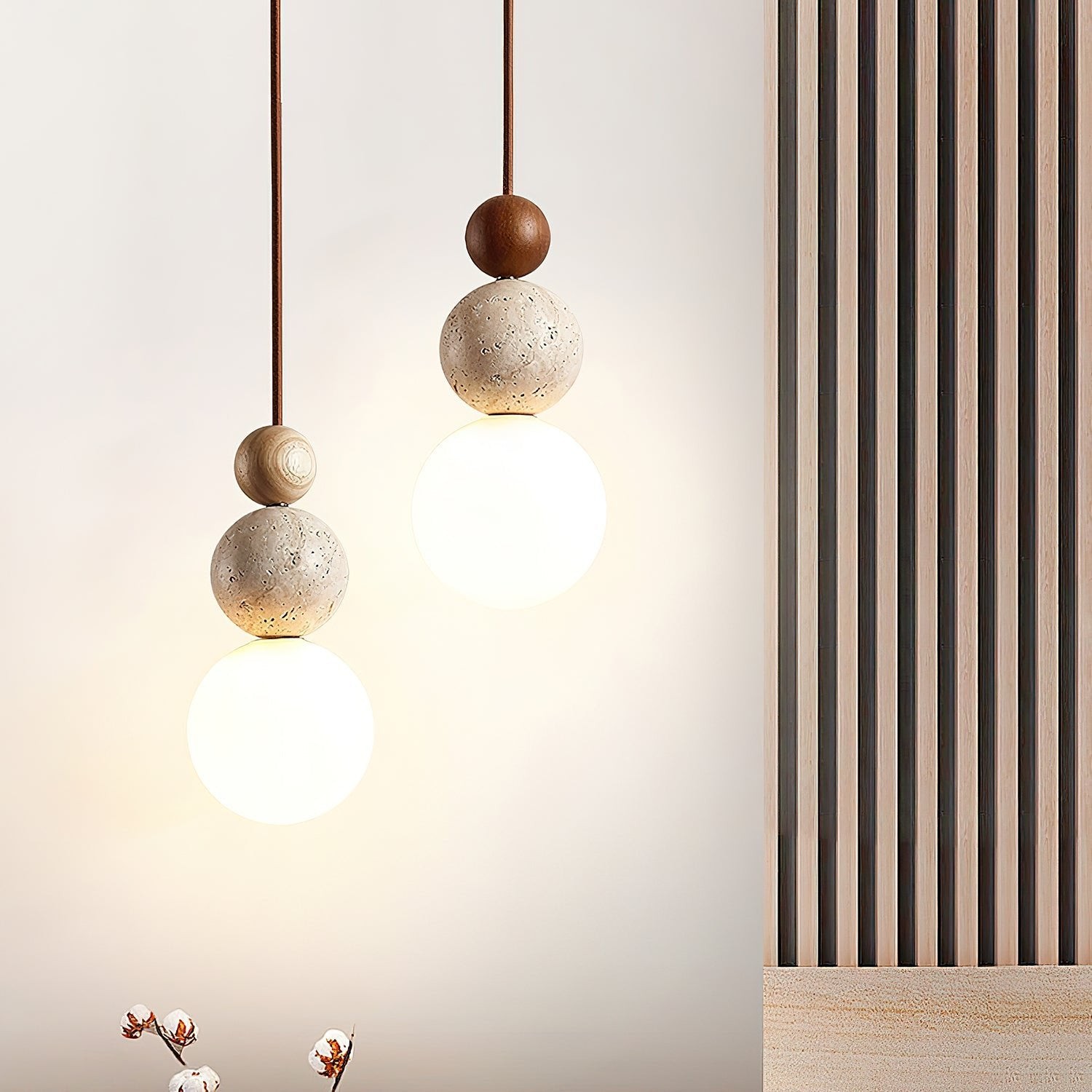 Modern Travertine Stone Globe Pendant Lamp G19