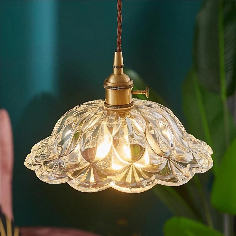 Nordic Vintage Flower Glass Pendant Light S67