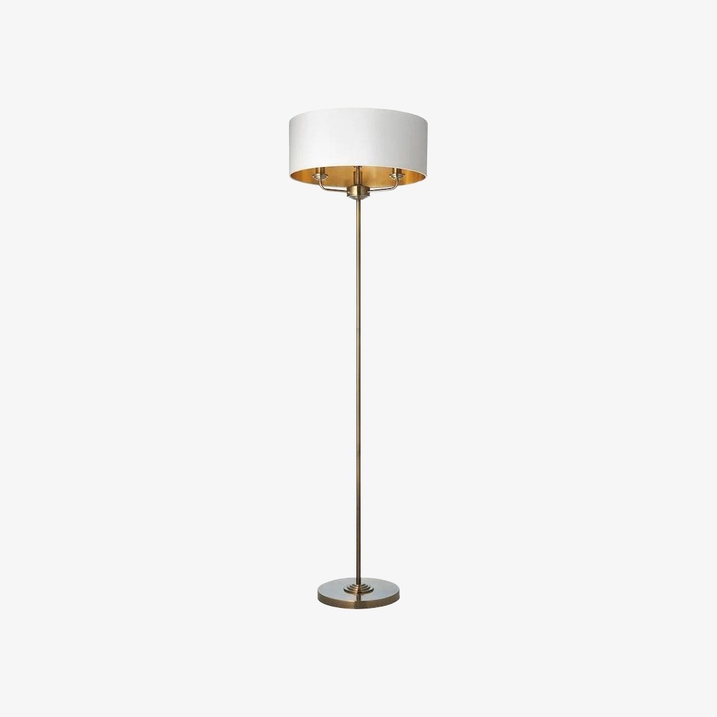 Tela Drum Shade Floor Lamp - Contemporary Fabric Standing Lamp for Home Office T1040