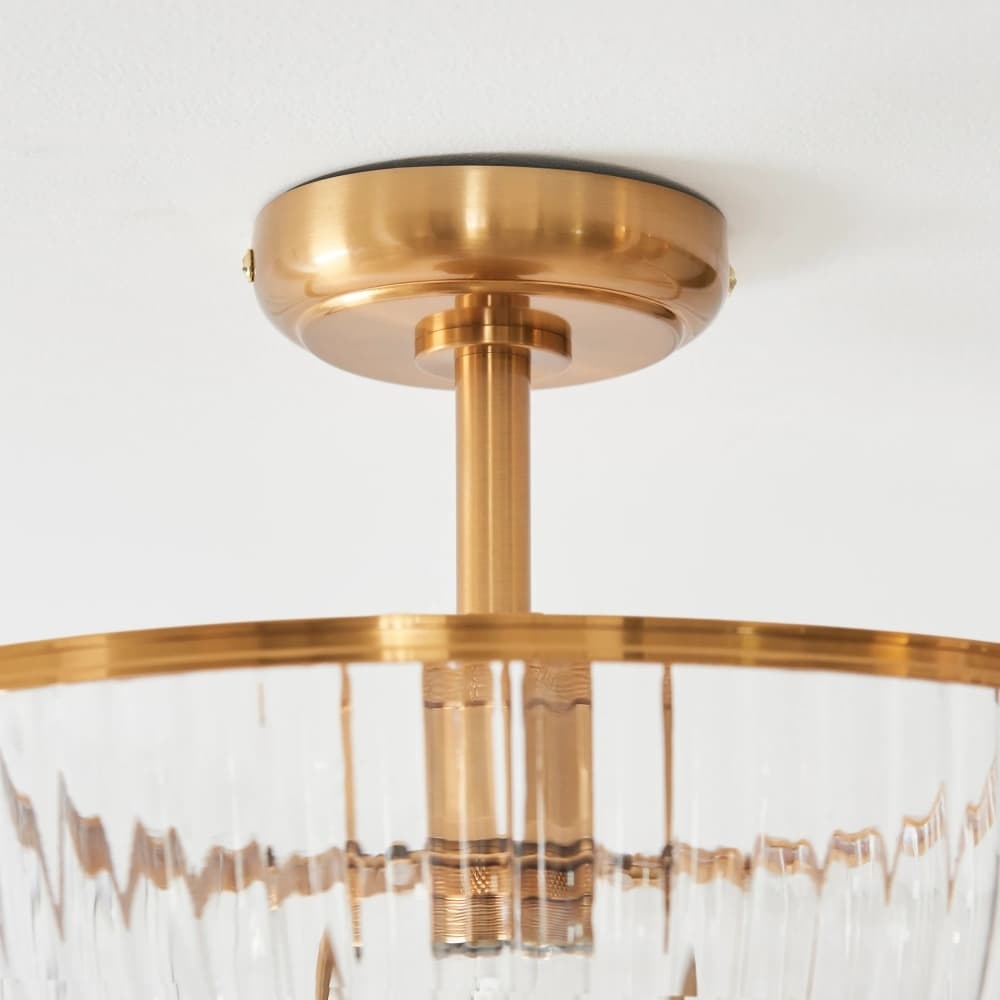 Luntra Ribbed Glass Uplighter Flush - Elegant Ceiling Light for Hallways and Bedrooms T969