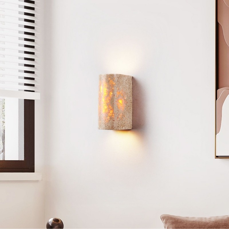 Half-Cylinder Travertine Wall Lamp – Modern Wabi-Sabi LED Light S304