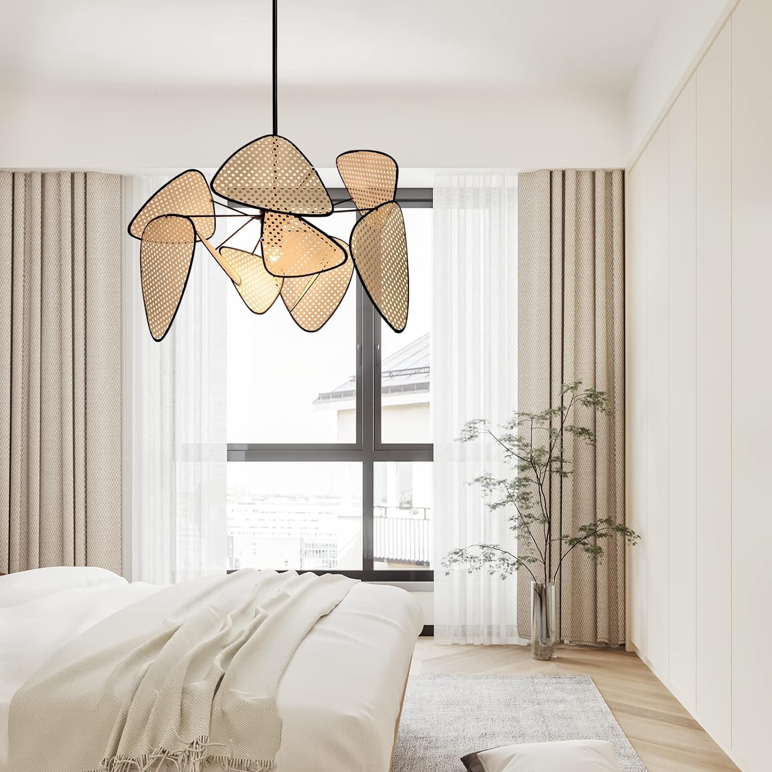 Screen Cannage Pendant Light - Woven Rattan Design for Living Room
