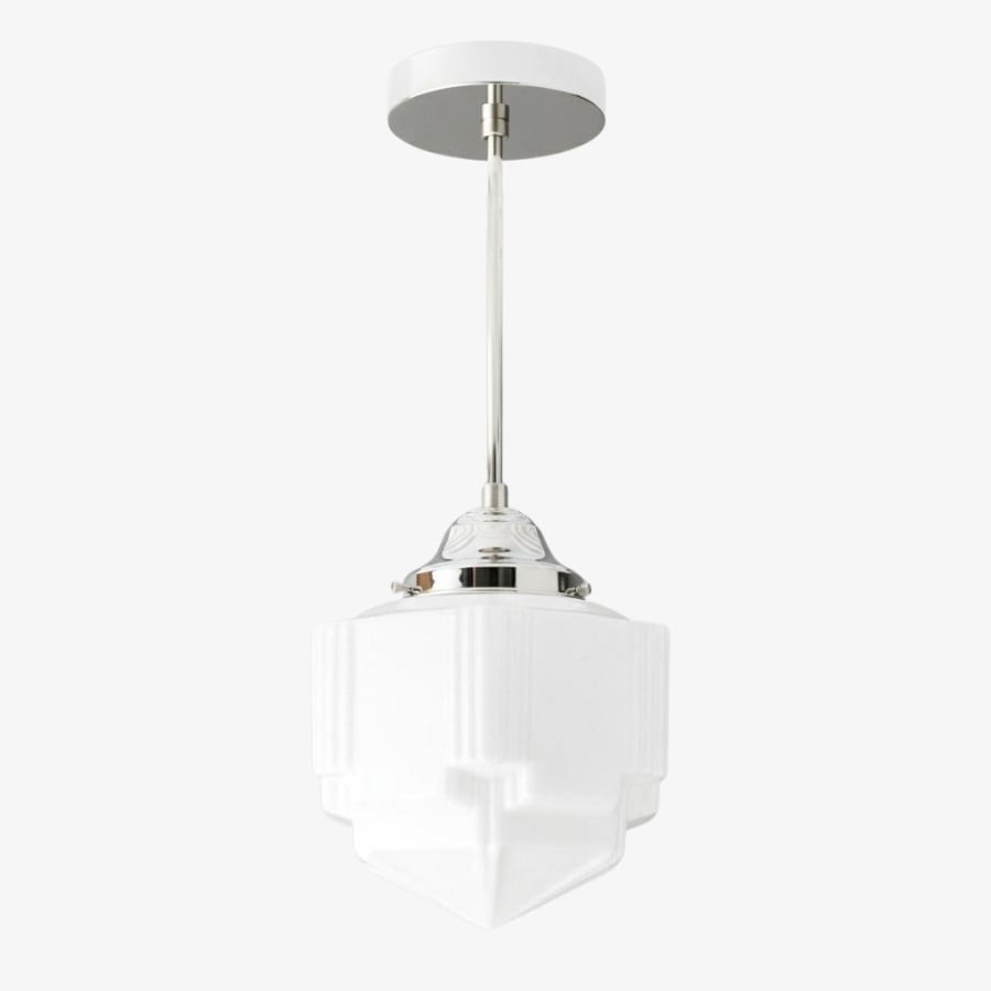Geotower Glass Modern Pendant Light - Skyscraper Design - Brass or Black or Nickel Finish T340