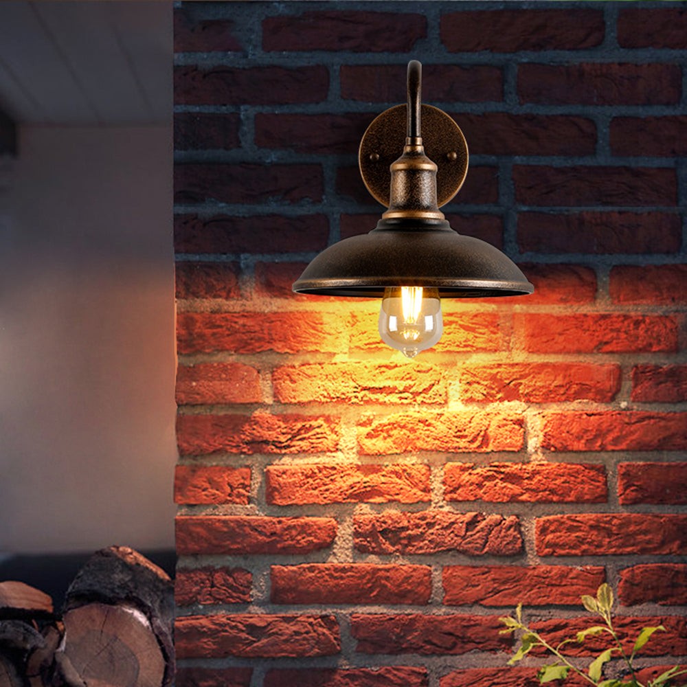 Retro Industrial Bowl Shaped Outdoor Waterproof Wall Light G04