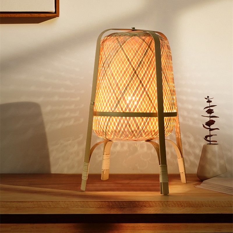 Bamboo Woven Vertical High Net Table Light