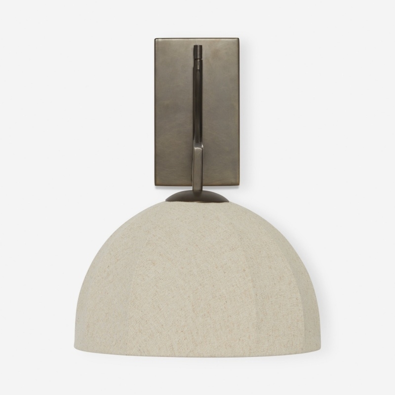 Lumarys Swing-Arm Sconce - Sculptural Linen Shade Wall Lamp in Organic Style for Living or Bedroom T695