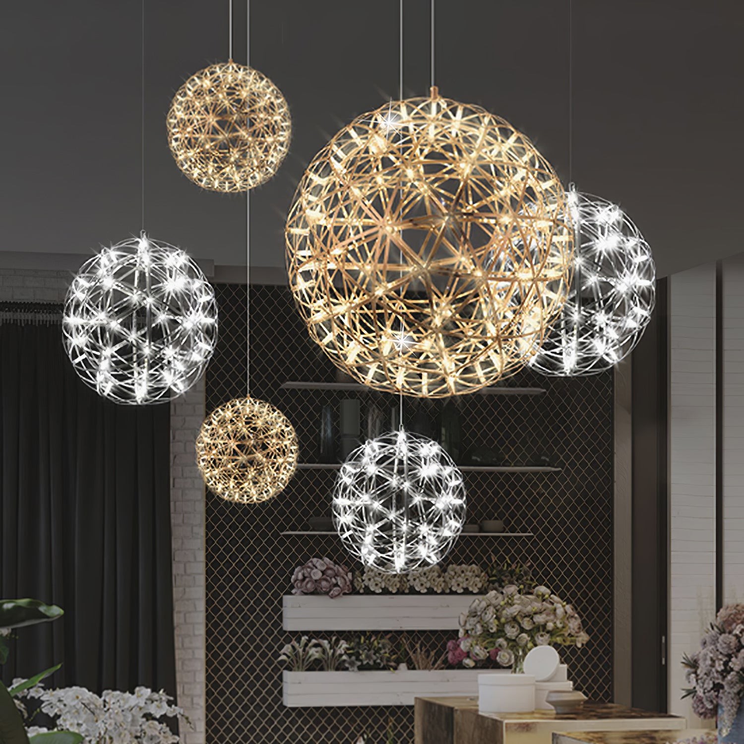 Silver Spark Ball Pendant Light T204