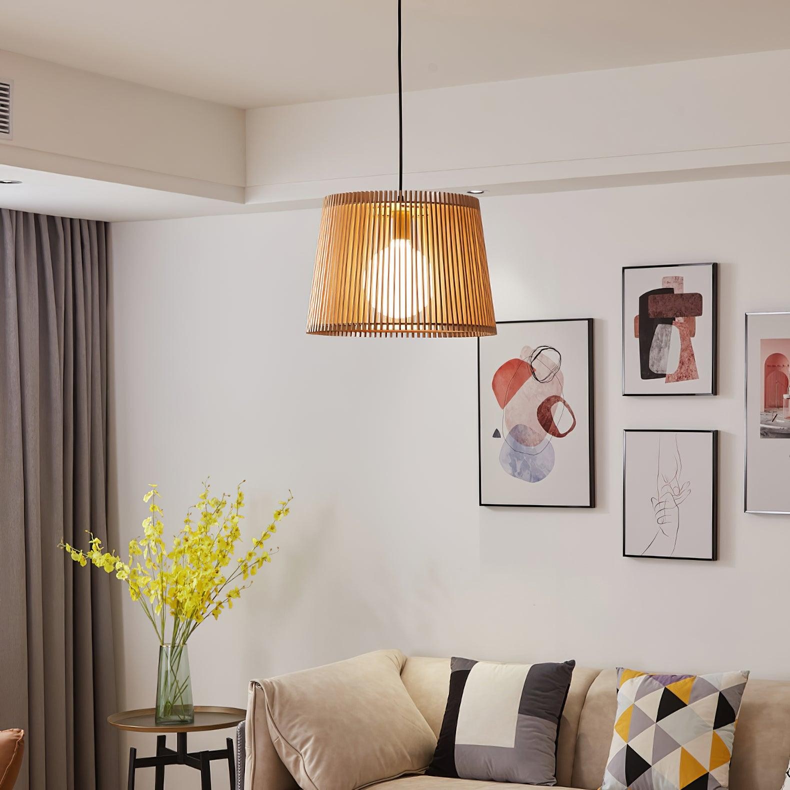 Wooden Log Color Cage Pendant Light M319