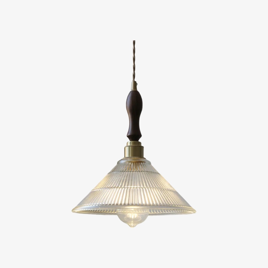 Ribilux Ribbed Pendant Light - Vintage Glass and Metal for Kitchen and Dining Room T1120