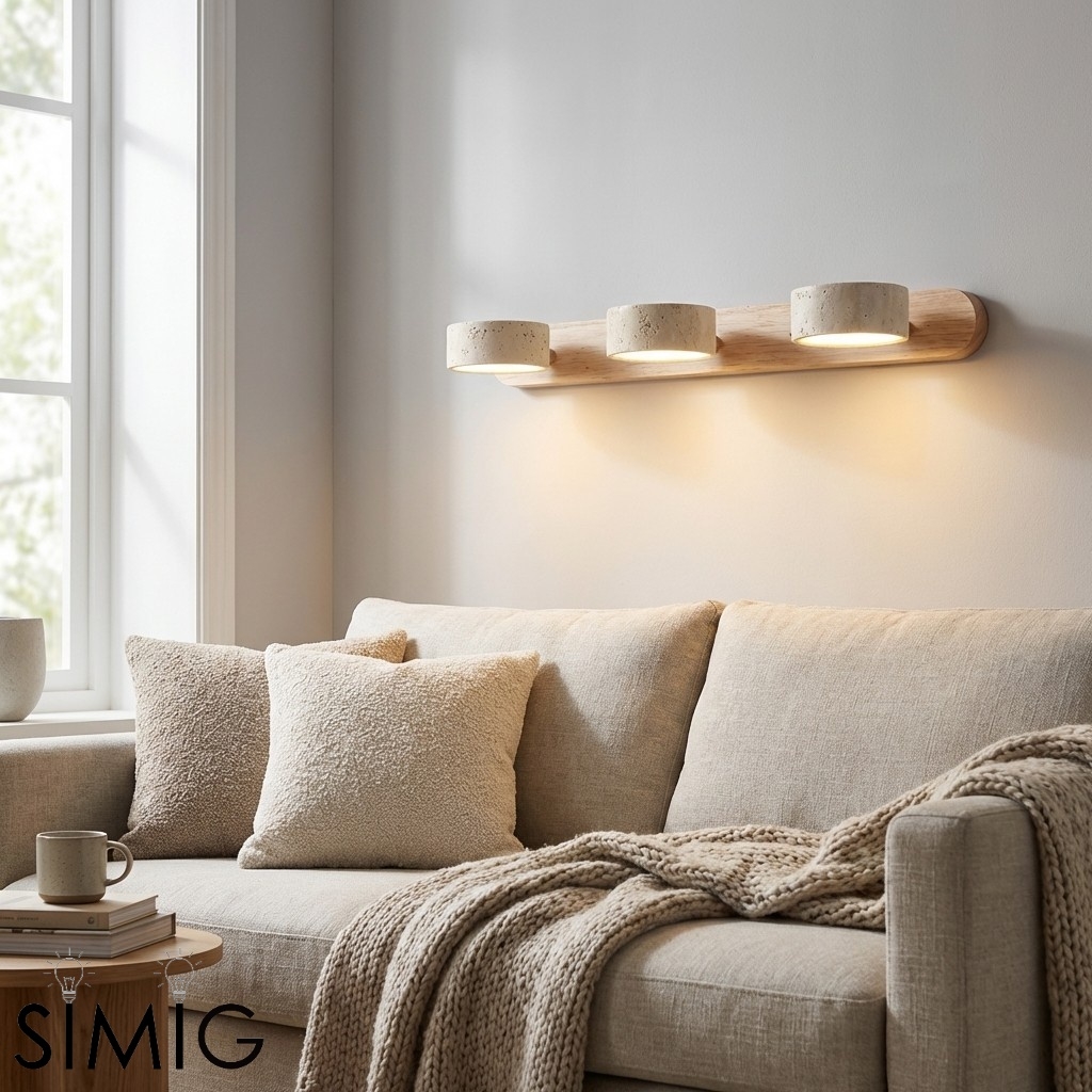 Travertine Walnut Multi Light Sconce - Bedroom Wall Lamp G115
