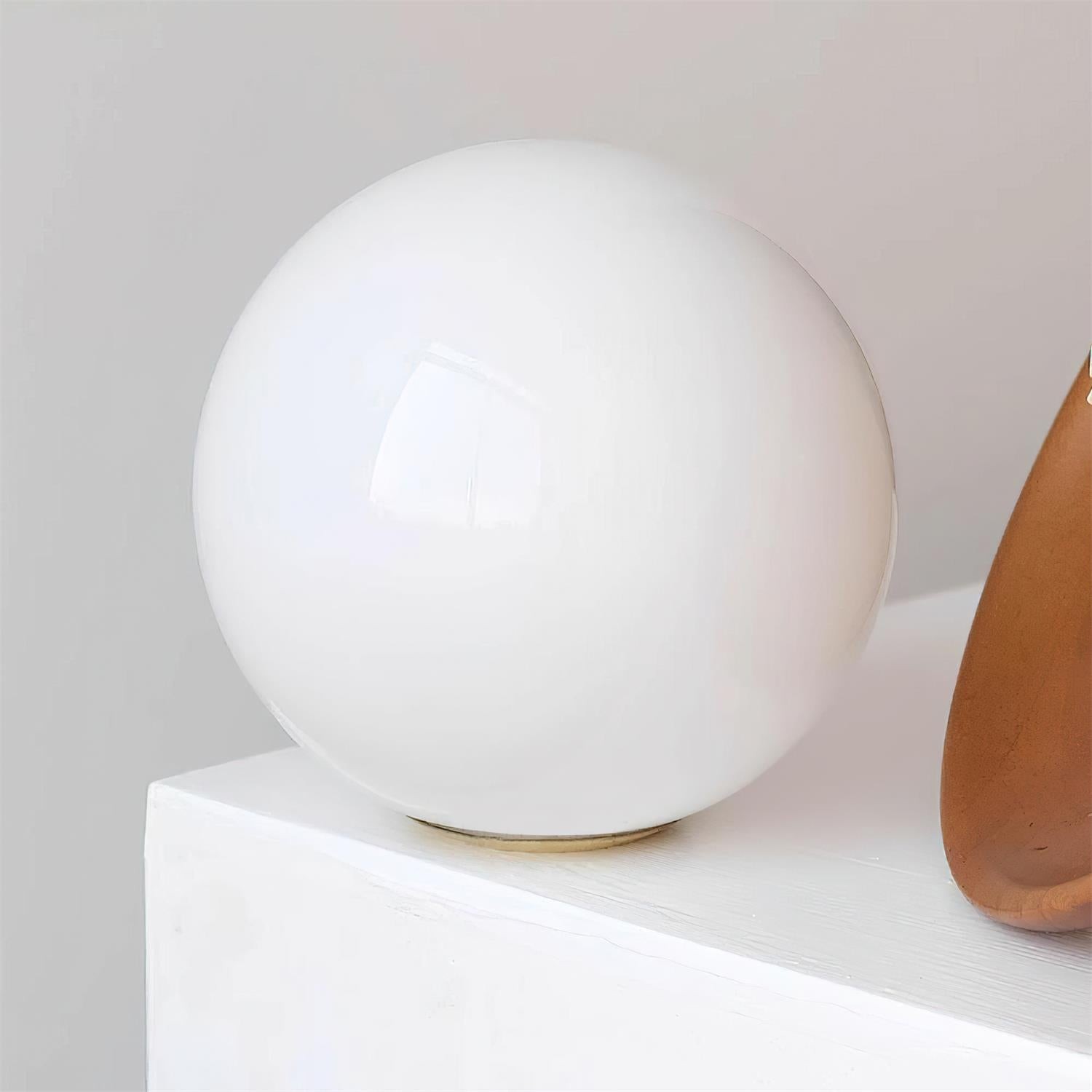 Wooden Bowl-shaped Body and White Glass Globe Lampshade Ceiling lamp P014