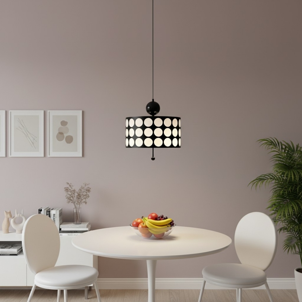 Dotrelia Geometric Lattice Pendant Lamp - Modern Leather Shade for Dining Room T1175