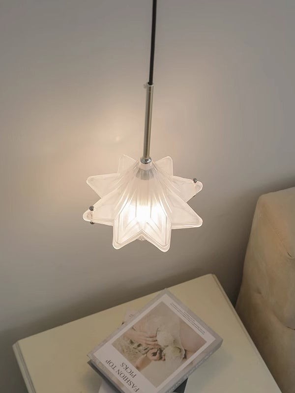 Art Deco Astris Elara Star Pendant Light - Frosted Glass Pendant with Geometric Style T434