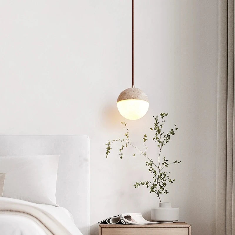 Travertine Ball Pendant Light T2140