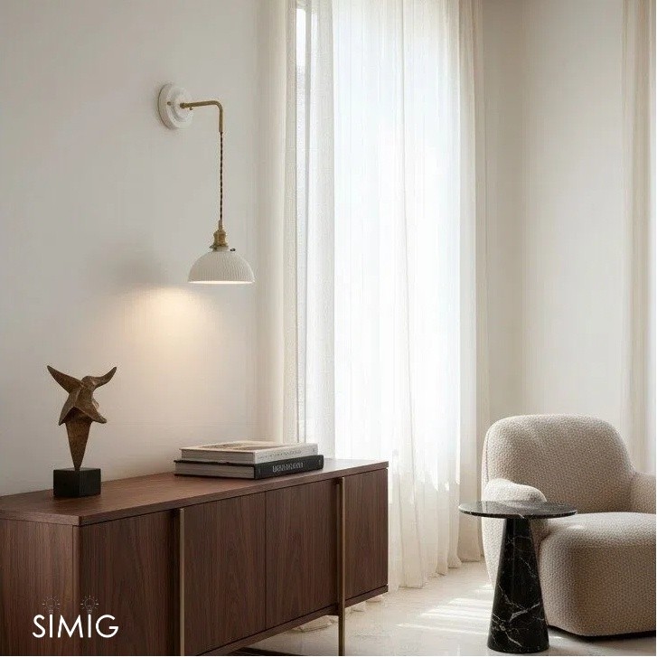 Elegant Ceramic Wall Sconce – Minimalist Modern Lighting for Living Rooms T449