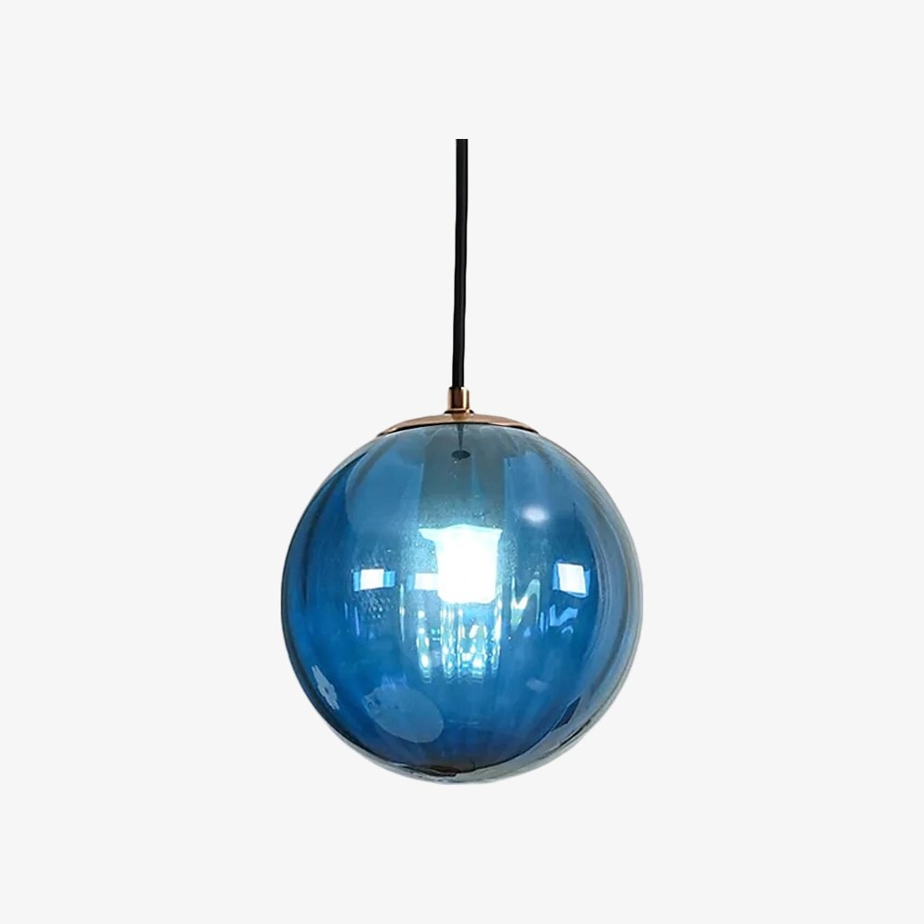Lunorie Iron Metal Glass Globe Pendant Light - Sculpted Adjustable Pendant for Dining Spaces T570