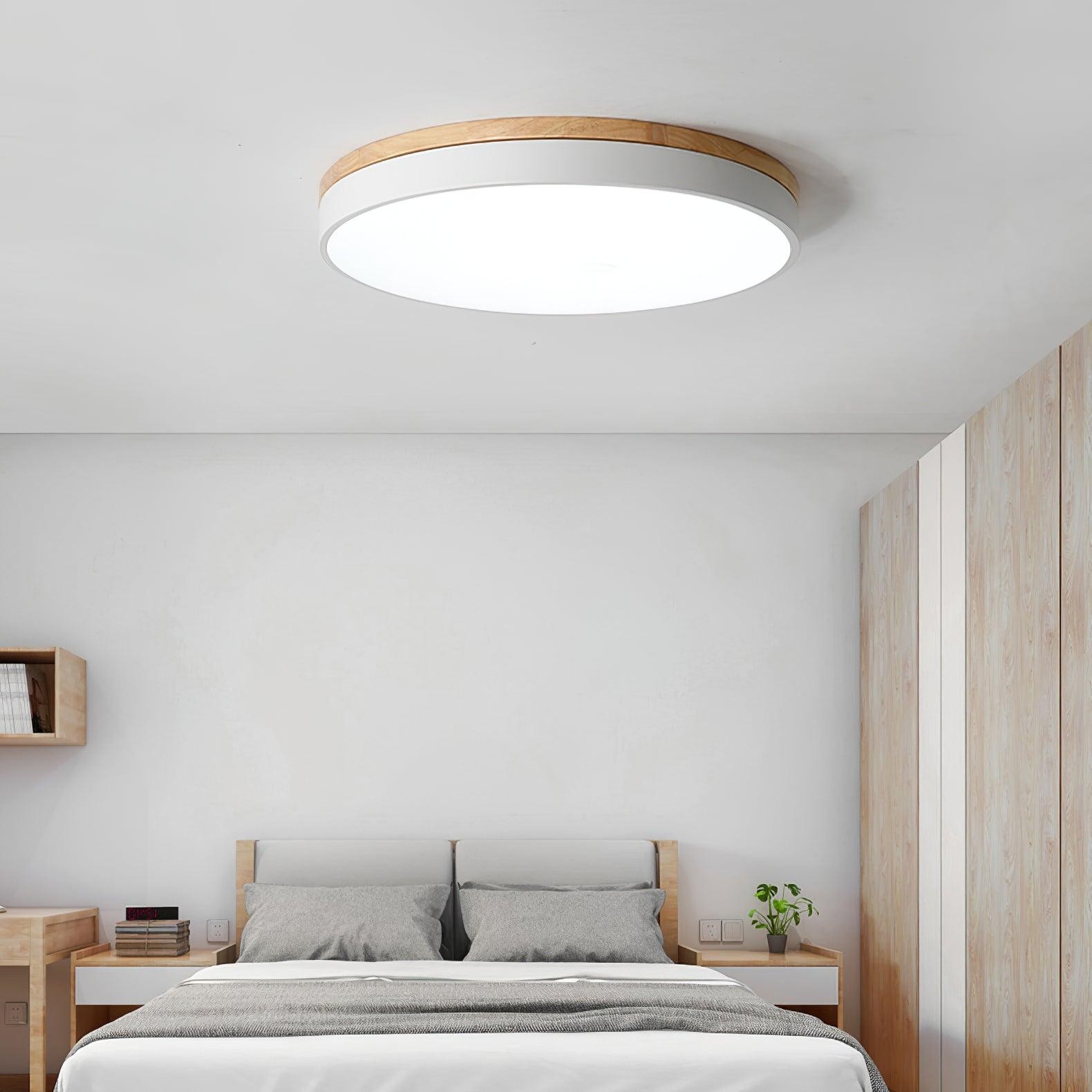 White Round Wooden Ceiling Lamp M197