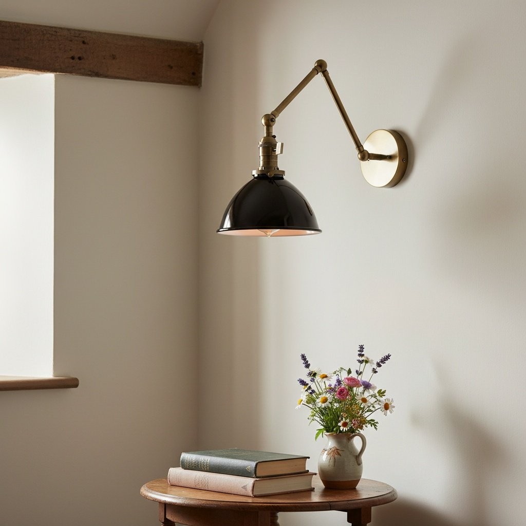 Conique Metal Vintage Industrial Swing Arm Wall Lamp - Adjustable Dome Shade for Study T313
