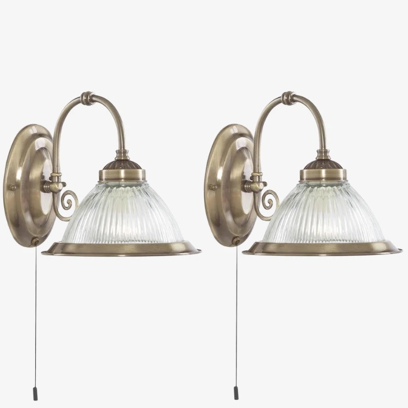 TF Vintora Ribbed Glass Wall Lamp - Industrial Bell Shape for Diner and Hallway T1004