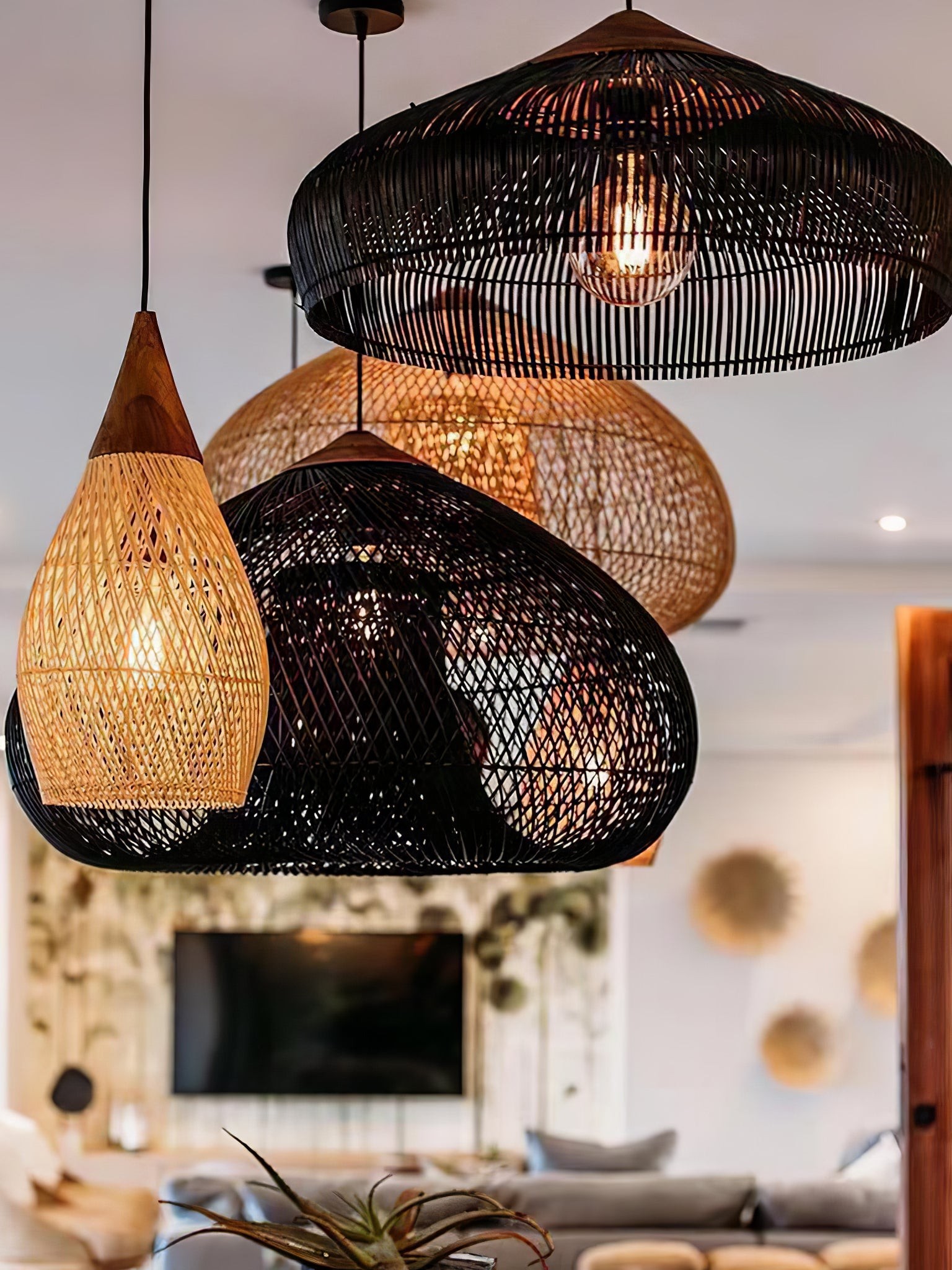 Harp Braided Rattan Pendant Lamp T048