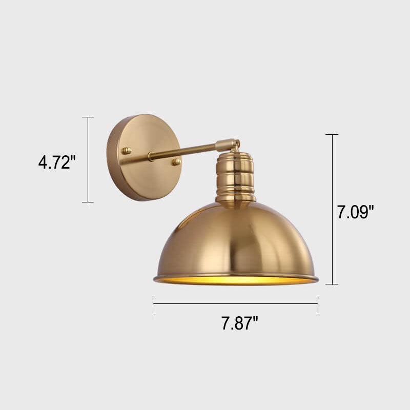 Modern Simple Iron Plated Brass Cone Round 1-Light Wall Sconce Lamp T179