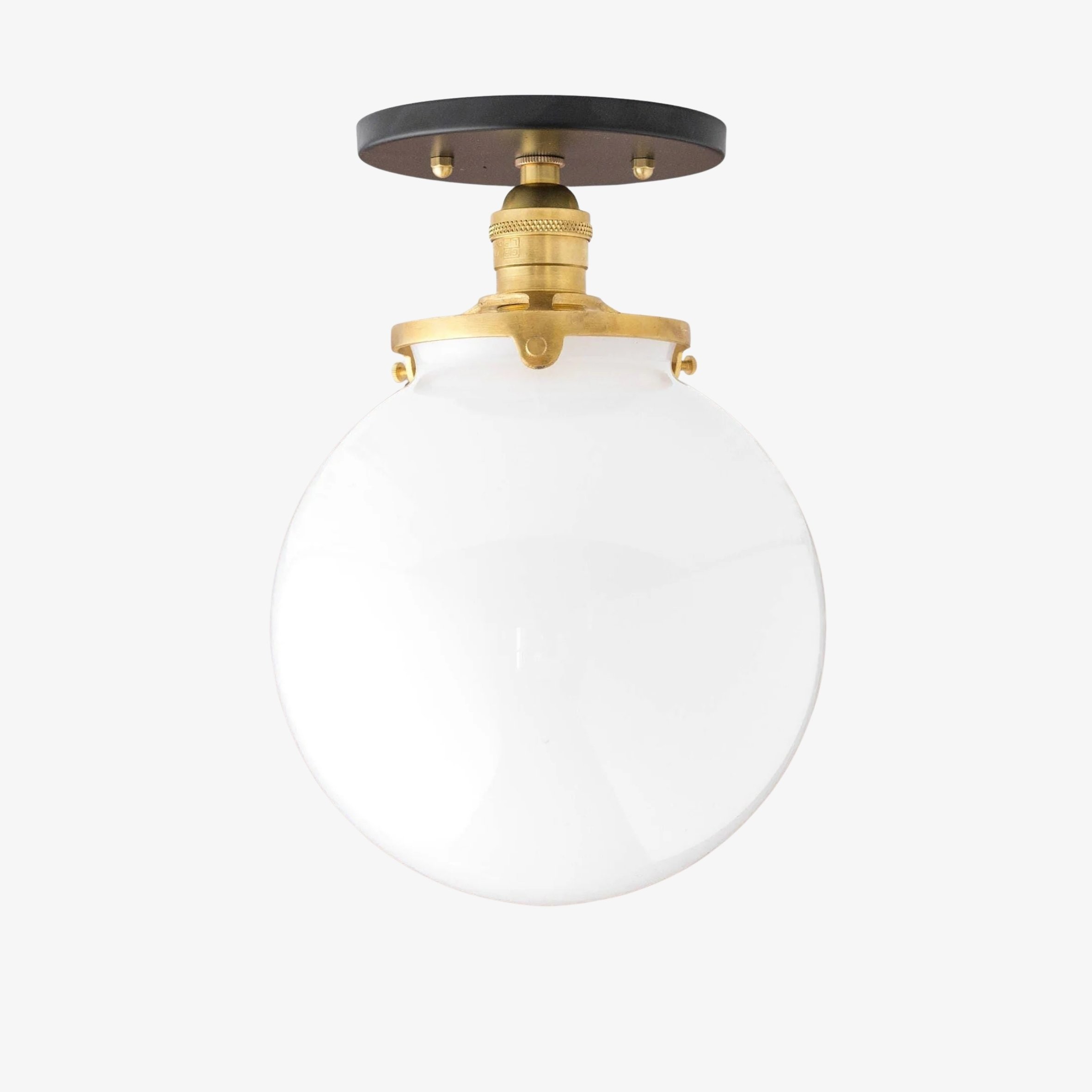 Glorica Glass Mid Century Semi Flush Ceiling Light - Whte Opal Gliass Globe Fixture T368