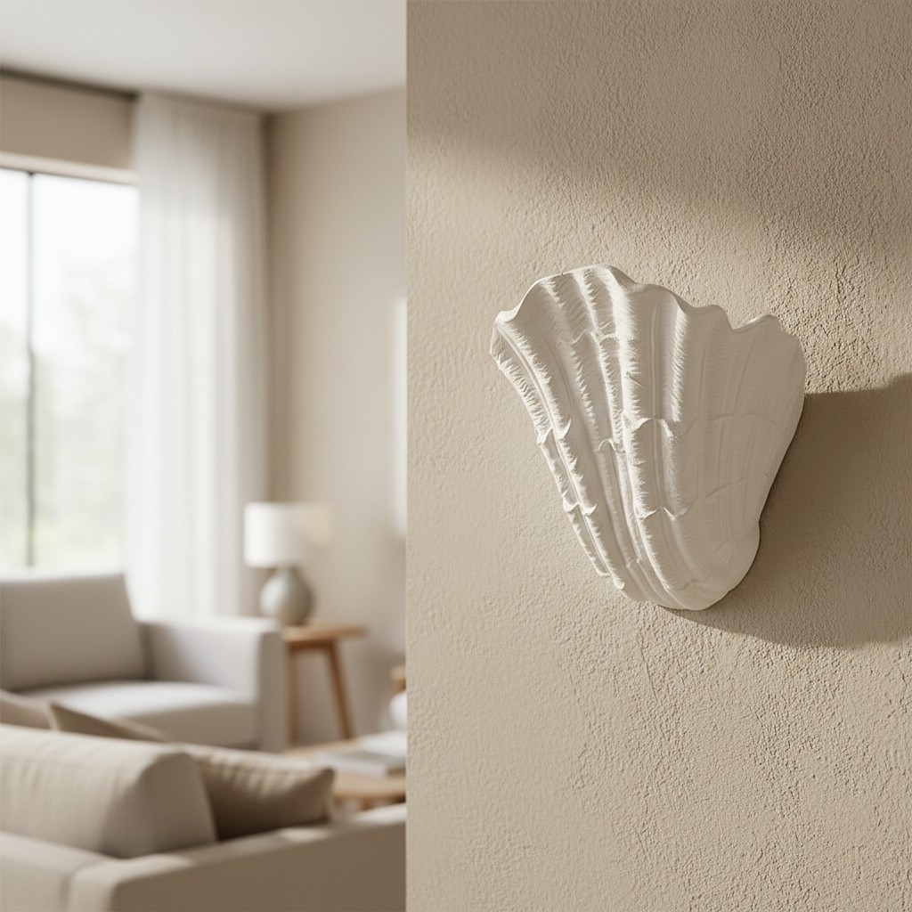 Seavira Organic Seashell Texture Wall Light - Modern Plaster Sconce for Living Room and Entryway T1110
