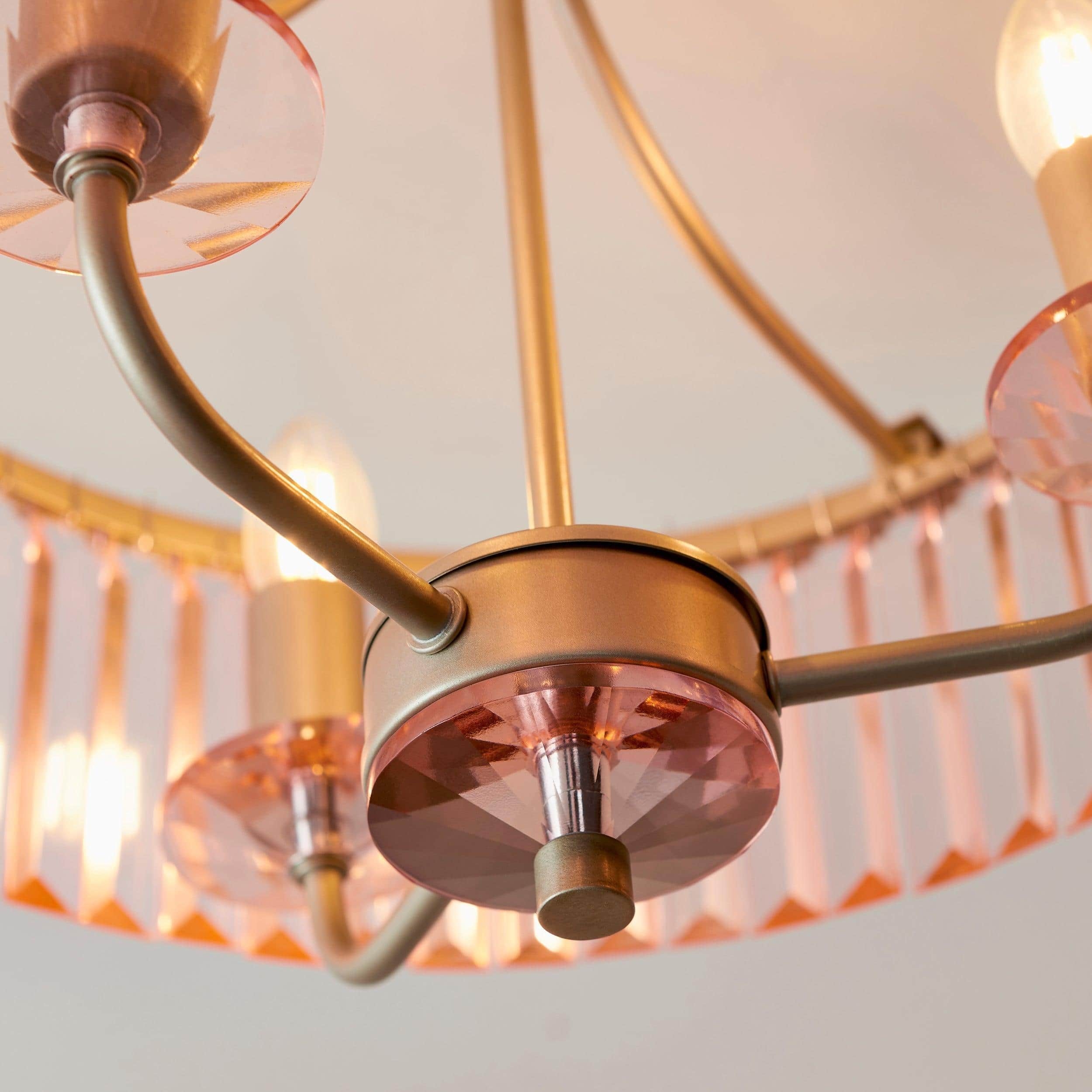 Beveline 3 Light Round Semi Flush - Faceted Cut Glass Shade Metal Finish for Hallways and Bedrooms T882