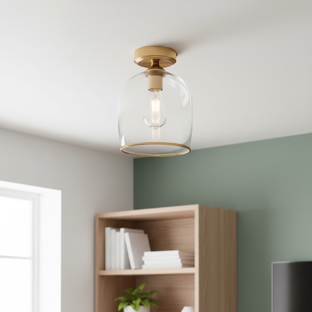 Brazara Dome Ceiling Light - Industrial Ribbed and Clear Glass for Living Room T925
