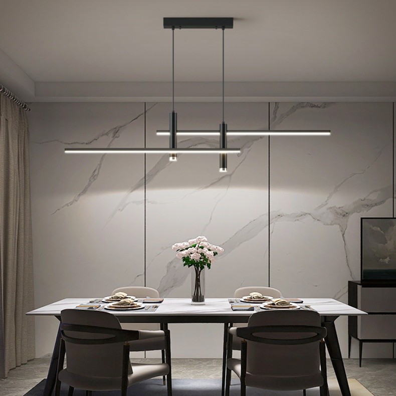Modern Minimalist Sleek Metal Rod Chandelier M34