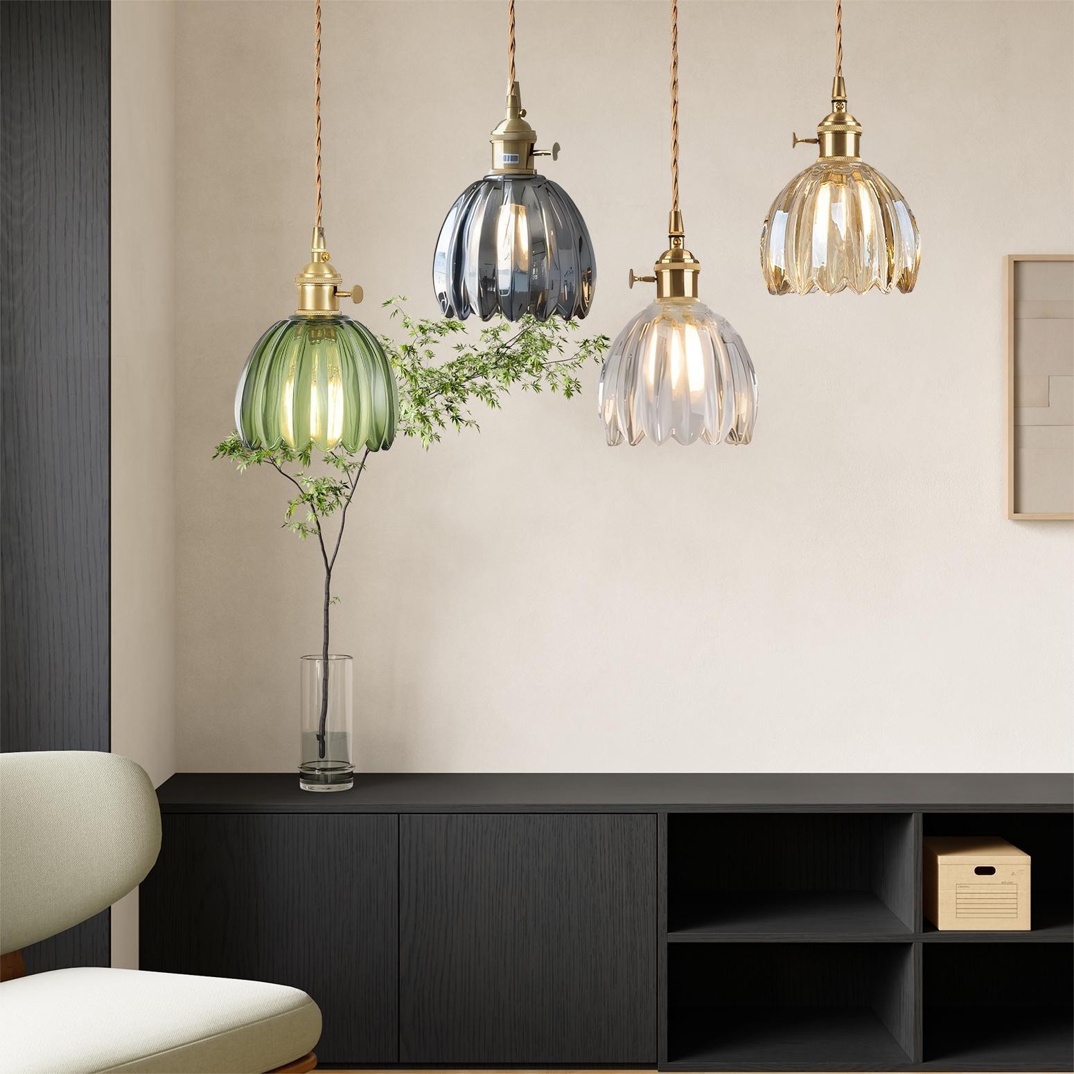 Japanese Retro Glass Flower Pendant Light S17