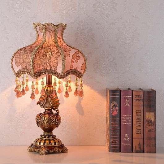 Traditional European Pink Pattern Lampshade Table Lamp M496