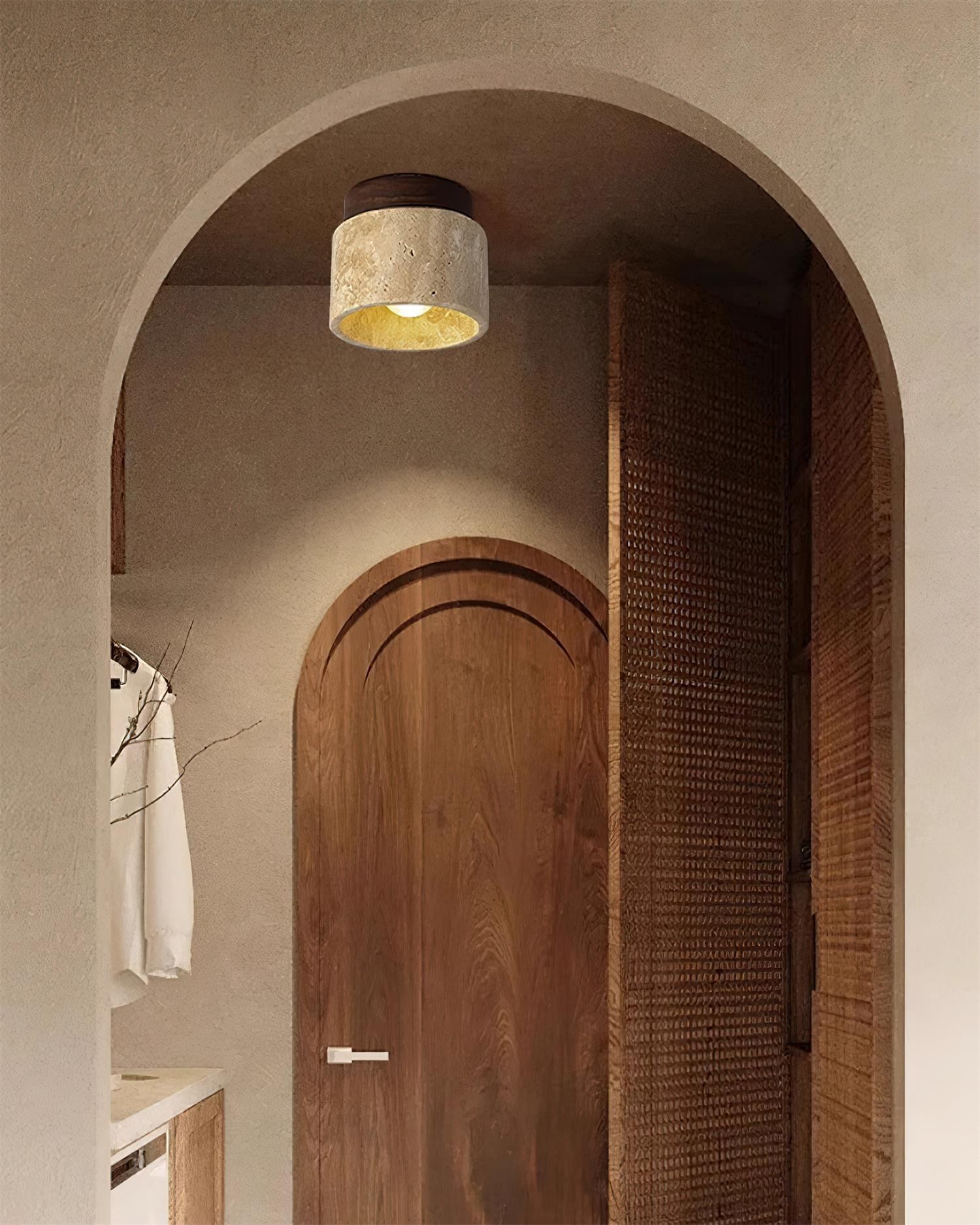 Travertine and Wood Design - Nordic Ceiling Light for Modern Spaces M98